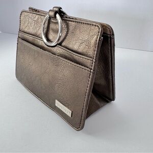 Pouchee Leather Bag Organizer Metallic Bronze Wallet Silver Ring Handles